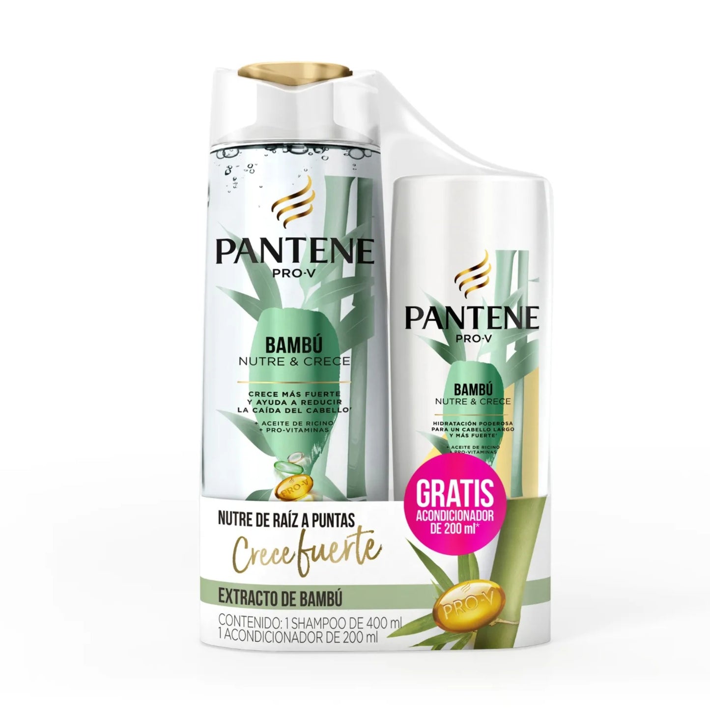 Shampoo Pantene Bambú 400 Cc + Acondicionador 200 De Regalo