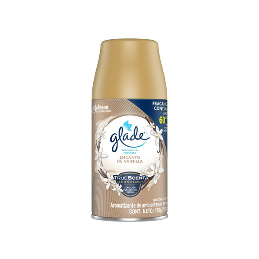 Aromatizante Glade Automático Encanto De Vainilla Repuesto Aerosol 60 Días 270 Cc