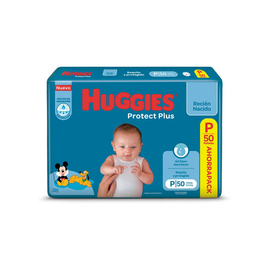 Pañal Huggies Protect Plus Ahorra Pack Talle P Recién Nacido 50 Unidades Hasta 6 Kg