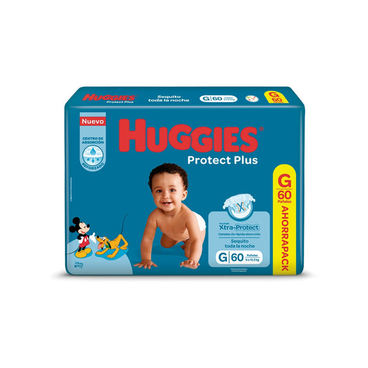 Pañal Huggies Protect Plus Ahorrapack Talle G 60 Unidades Hasta 12.5 Kg