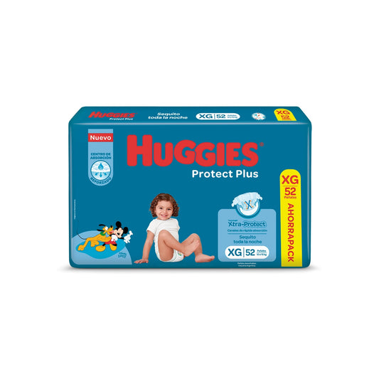 Pañal Huggies Protect Plus Ahorrapack Talle XG 52 Unidades Hasta 15 Kg