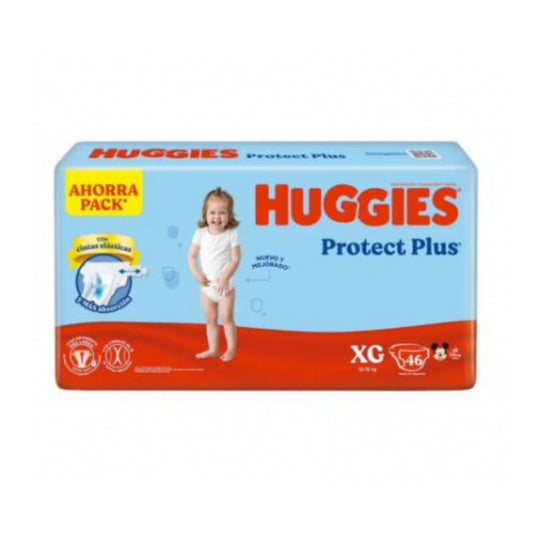 Pañal Huggies Protect Plus Xg 46 Unidades Hasta 15 Kg