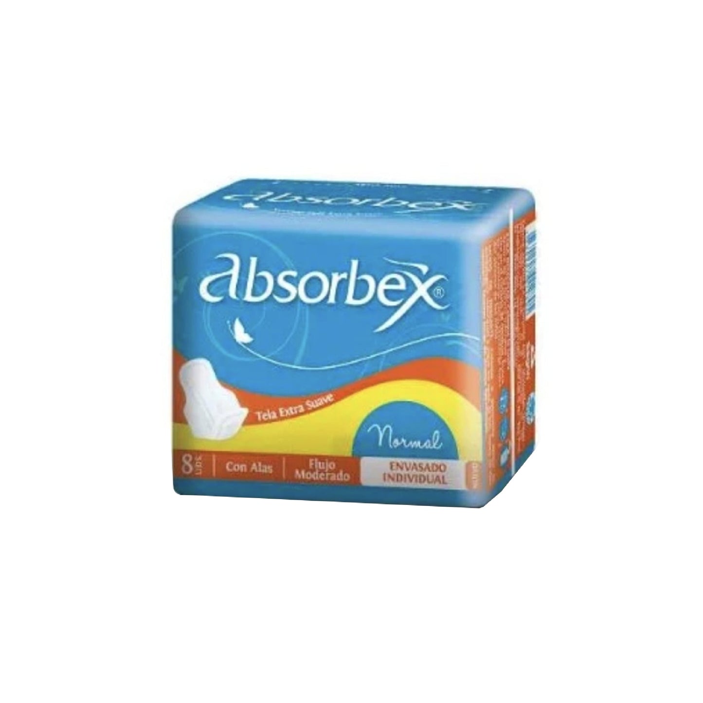 Toalla Absorbex Normal Con Alas Tela Extra Suave 8 Unidades