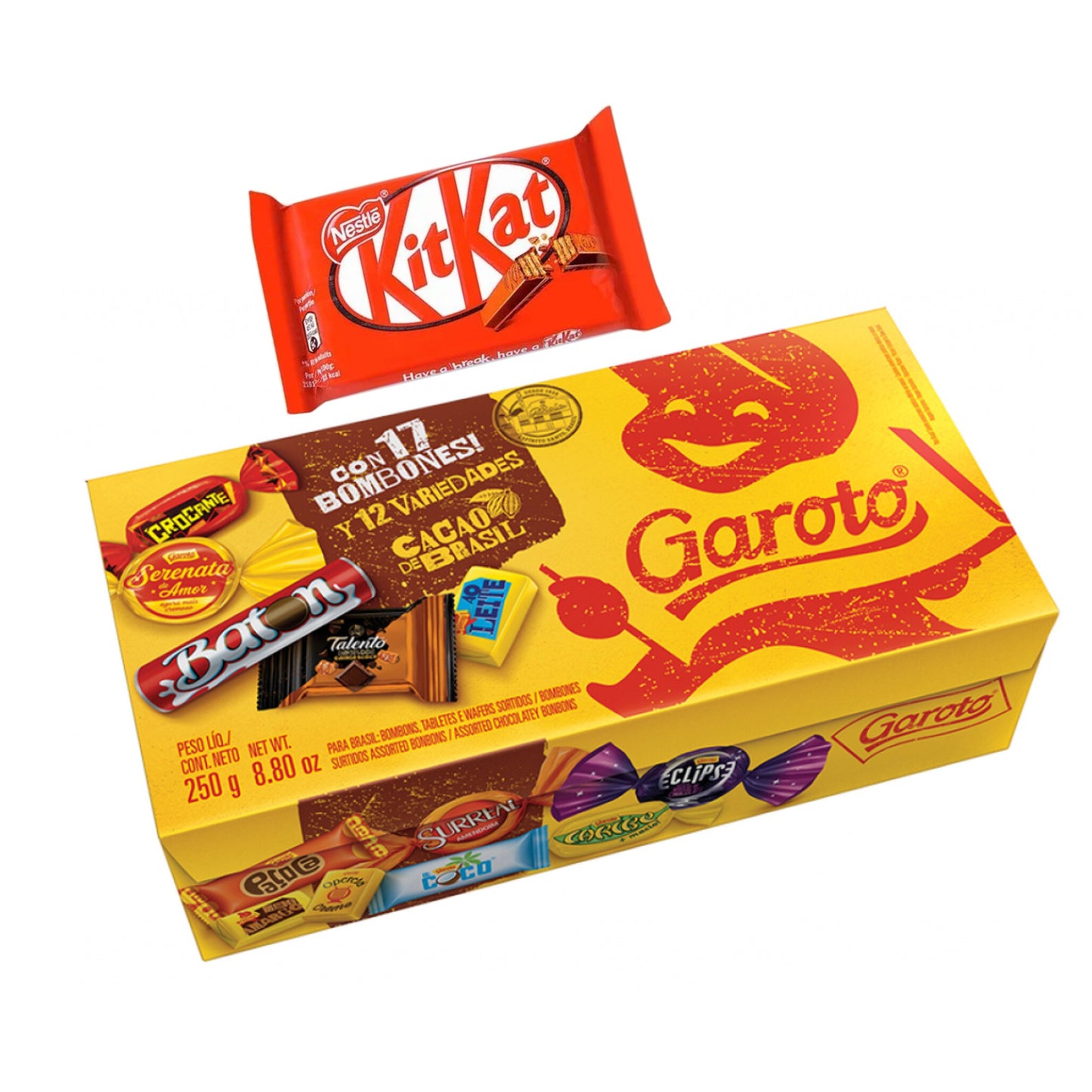 Bombones Garoto 250 G + 1 Barra Kit Kat De Regalo