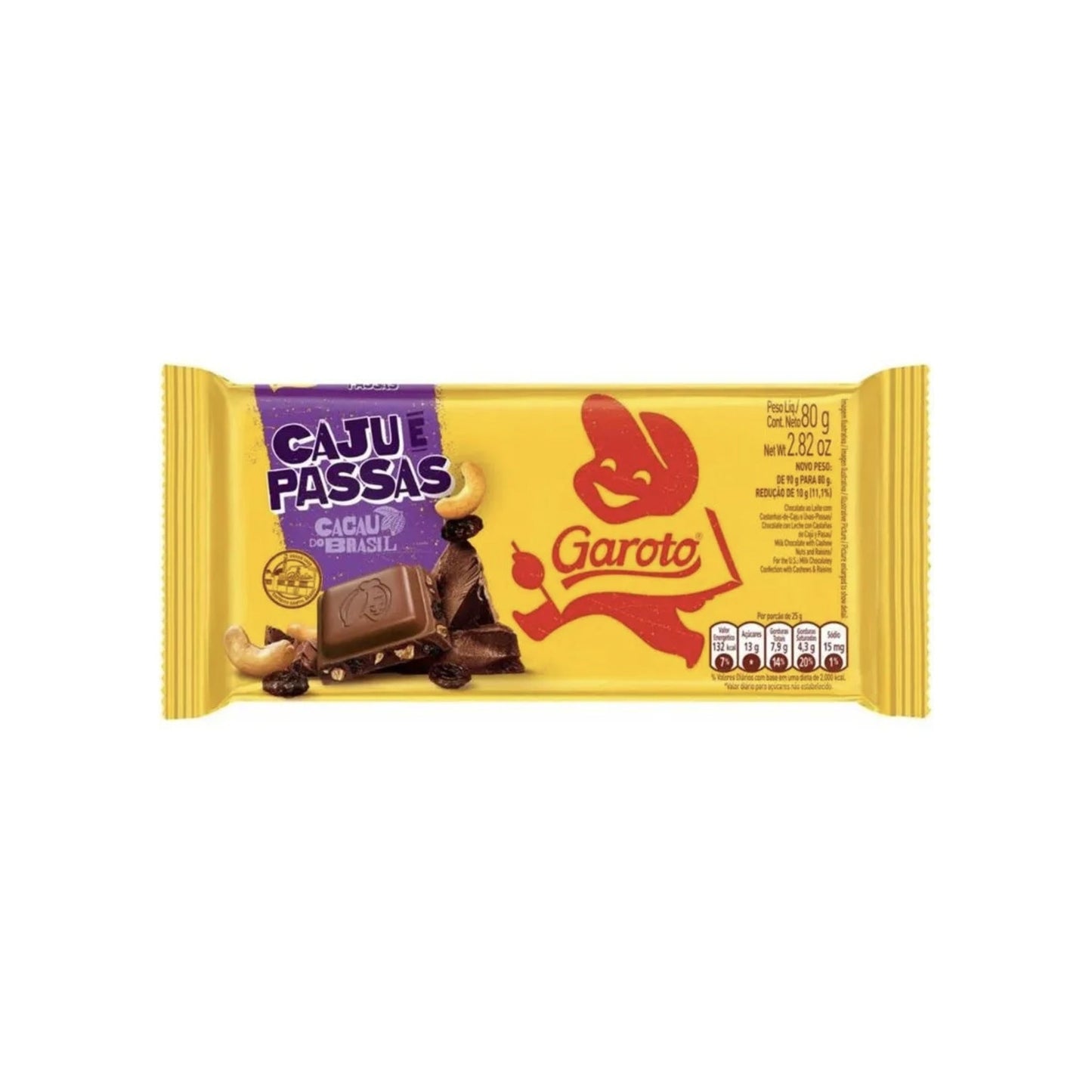 Chocolate Garoto Castañas Y Pasas 80 G