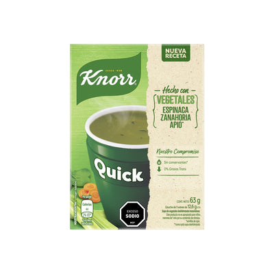 Sopa Quick Knorr 5 Unidades Sabor Vegetales Espinaca Zanahoria Y Apio