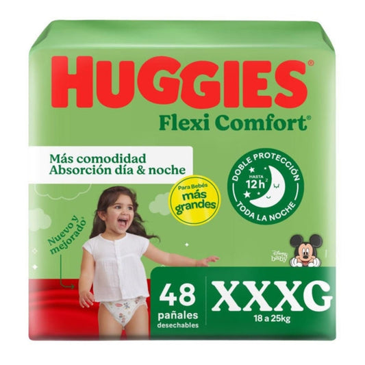 Pañal Huggies Flexi Comfort XXXG 48 Unidades + Toallitas Humedas 48 Unidades