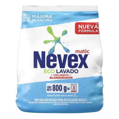Jabón En Polvo Para Lavarropas Nevex Matic Eco Lavado 800 G
