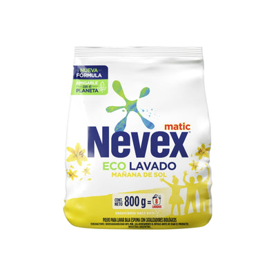 Jabón En Polvo Para Lavado A Mano Nevex Matic Mañana De Sol 800 G