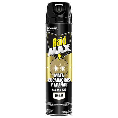 Raid Max Aerosol Mata Cucarachas Y Arañas Sin Olor 360 Cc