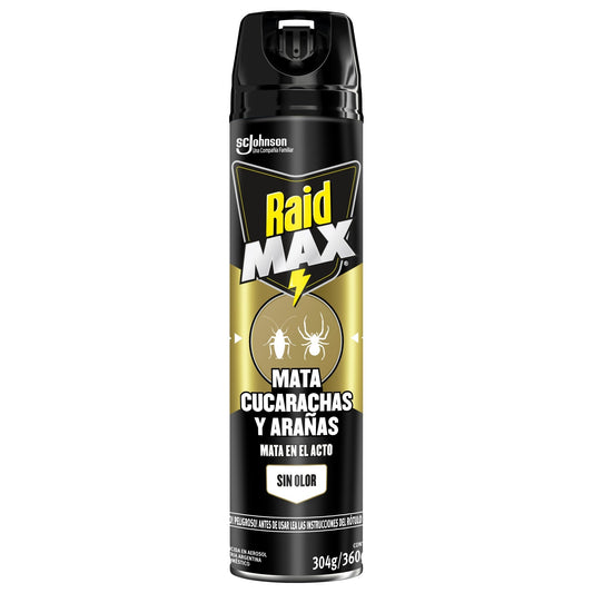 Raid Max Aerosol Mata Cucarachas Y Arañas Sin Olor 360 Cc