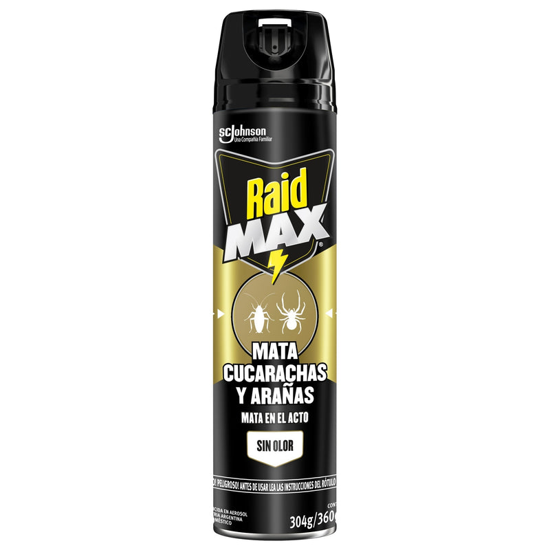 Raid Max Aerosol Mata Cucarachas Y Arañas Sin Olor 360 Cc