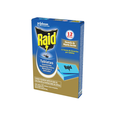 Tabletas Raid Larga Duración Contra Mosquitos Y Zancudos 12 Unidades