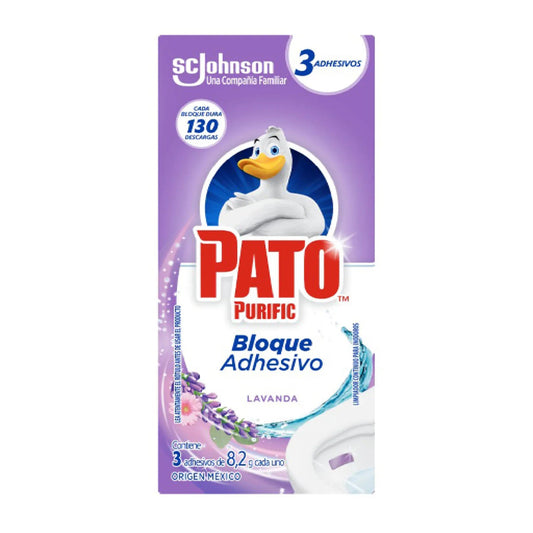 Bloque Adhesivo Para Inodoros Pato Purific Lavanda 3 Unidades