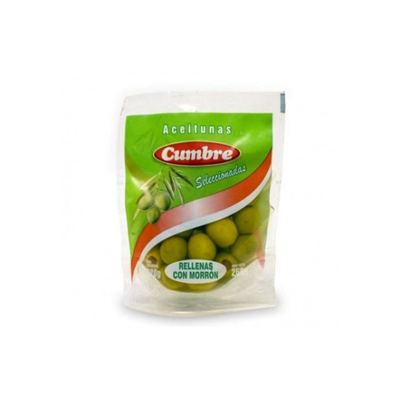 Aceitunas Verdes Rellenas Con Morron Cumbre 120 G