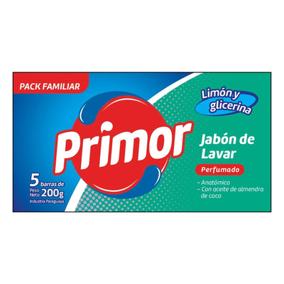 Jabón Para Ropa Con Glicerina Primor 5 Unidades  200 G Cada Unidad