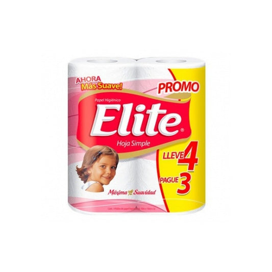 Papel Higiénico Elite Hoja Simple 4 Unidades 30 M Cada Unidad