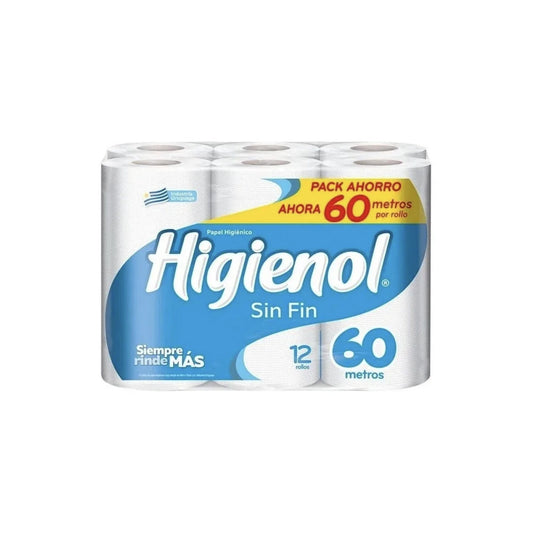 Papel Higiénico Higienol Sin Fin Plus 12 Unidades 60 M Cada Unidad