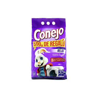 Jabón En Polvo Para Lavarropas Conejo Relax 3 Kg + 500 De Regalo
