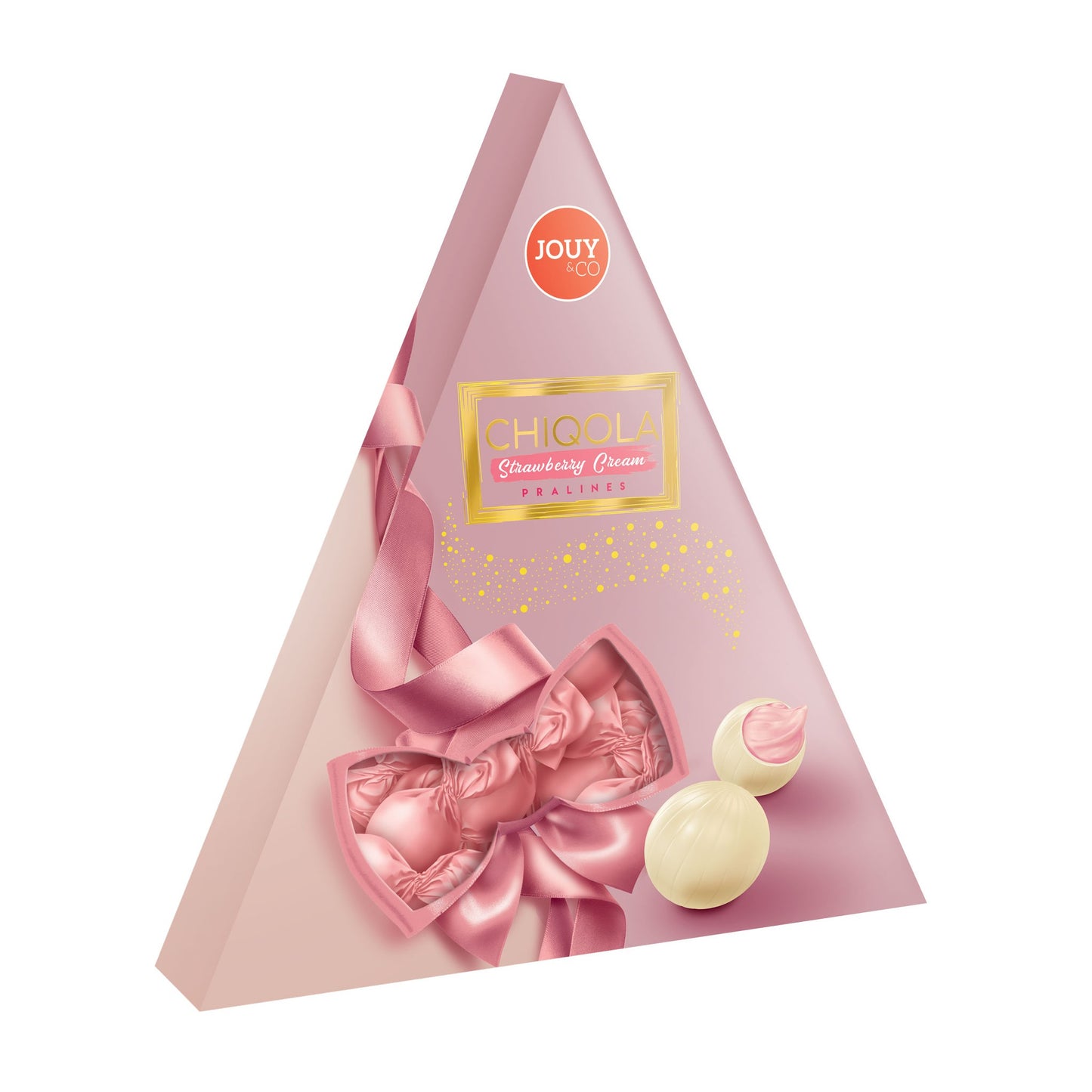 Bombonera En Forma De Triangulo Jouy Chiqola De Praline Frutilla 110 G