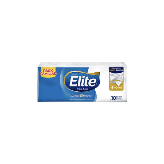 Pañuelos Elite Triple Hojas Soft Touch 10 Paquetes De 10 Unidades