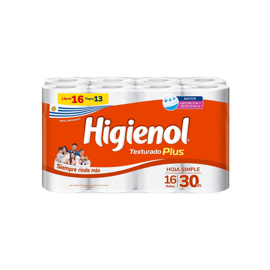 Papel Higiénico Higienol 1 Hoja 16 Unidades 30 M Cada Unidad