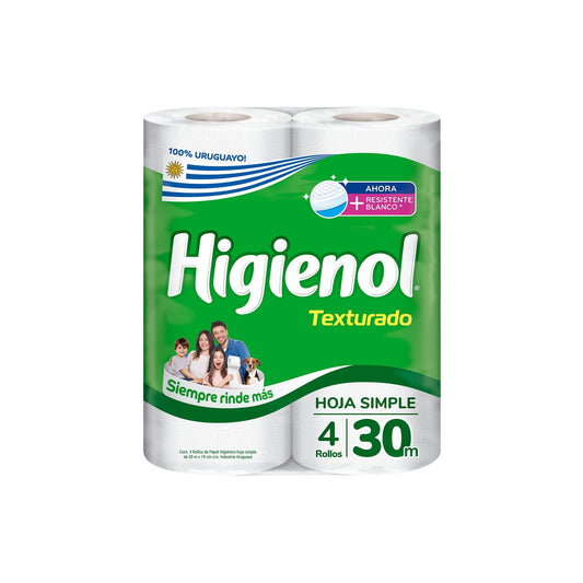 Papel Higiénico Higienol Texturado 4 Unidades 30 M Cada Unidad