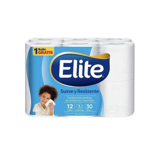 Papel Higiénico Elite Doble Hoja 12 Unidades 30 M Cada Unidad