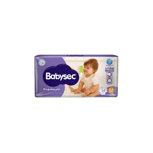 Pañal Babysec Premium Hiperpack Talle M 34 Unidades Hasta 9.5 Kg