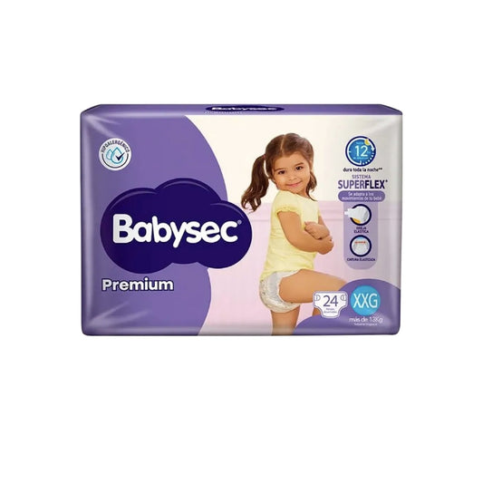 Pañal Babysec Premium Hiper Pack XXG 24 Unidades Hasta 13 Kg