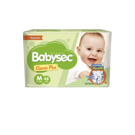 Babysec Classic Plus Talle M 48 Unidades Hasta 9.5 Kg