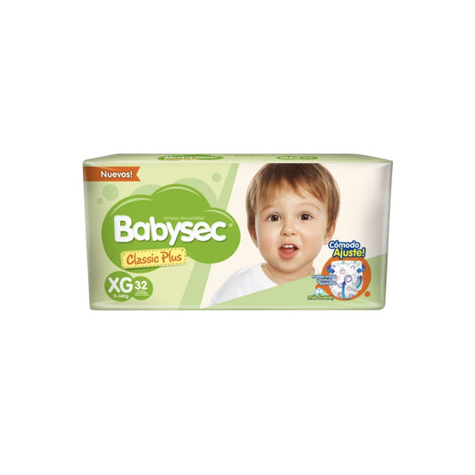 Babysec Classic Plus Talle XG 32 Unidades Hasta 14 Kg