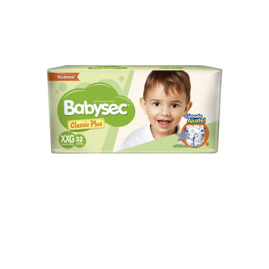 Babysec Classic Plus Talle XXG 32 Unidades Más De 13 Kg