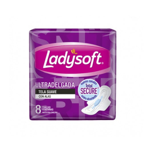 Toallas Femeninas Ladysoft Normal Ultradelgada Tela Suave Con Alas 8 Unidades