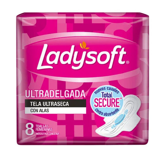 Toallas Femeninans Ladysoft Normal Ultra Delgada Ultra Seca Con Alas 8 Unidades