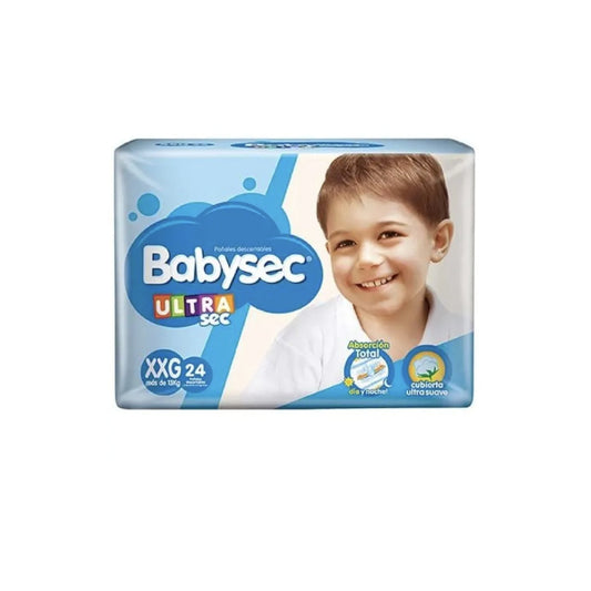 Pañal Babysec Ultra Talle XXG 24 Unidades Más De 13 Kg