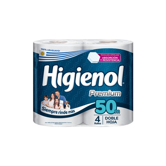 Papel Higiénico Higienol Premium Doble Hoja 4 Unidades 50 M Cada Unidad
