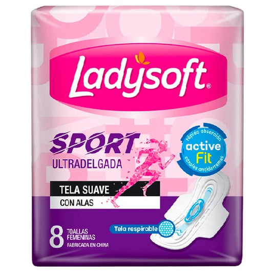 Ip9890-Toalla Ladysoft Sport Ult.Dgda.T.Sve C/Alas X 8 -Lila(960720)