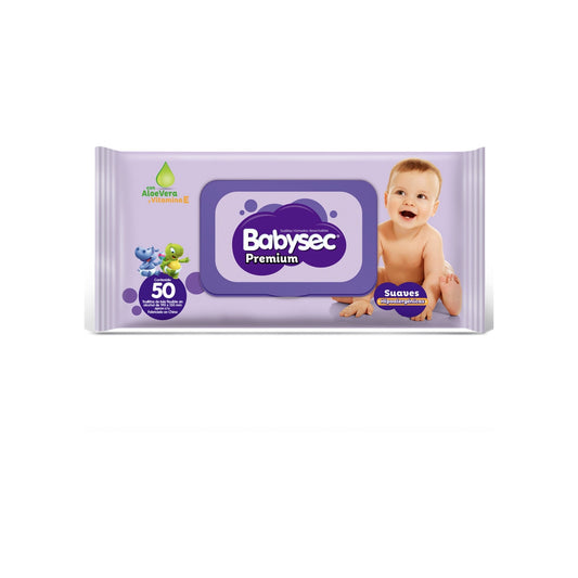 Toallitas Húmedas Babysec Premium Suaves Hipoalergénicas 50 Unidades