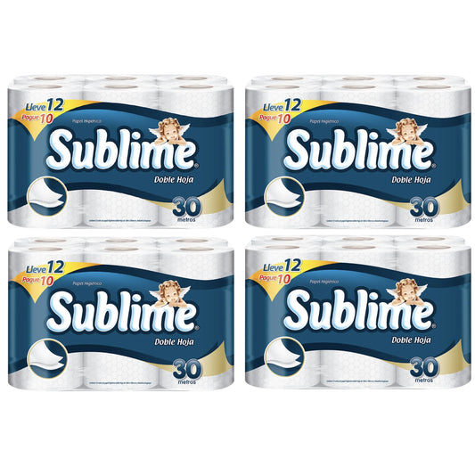 Papel Higiénico Sublime Doble Hoja 30 M 4 Paquetes de 12 Unidades Cada Unidad (48 Rollos)