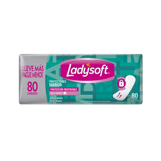 Protector Diario Ladysoft Respirable Tela Suave 80 Unidades