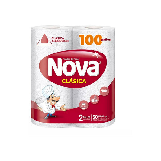 Rollo De Cocina Nova Sussex Clásica 2 Unidades 50 Paños Cada Unidad