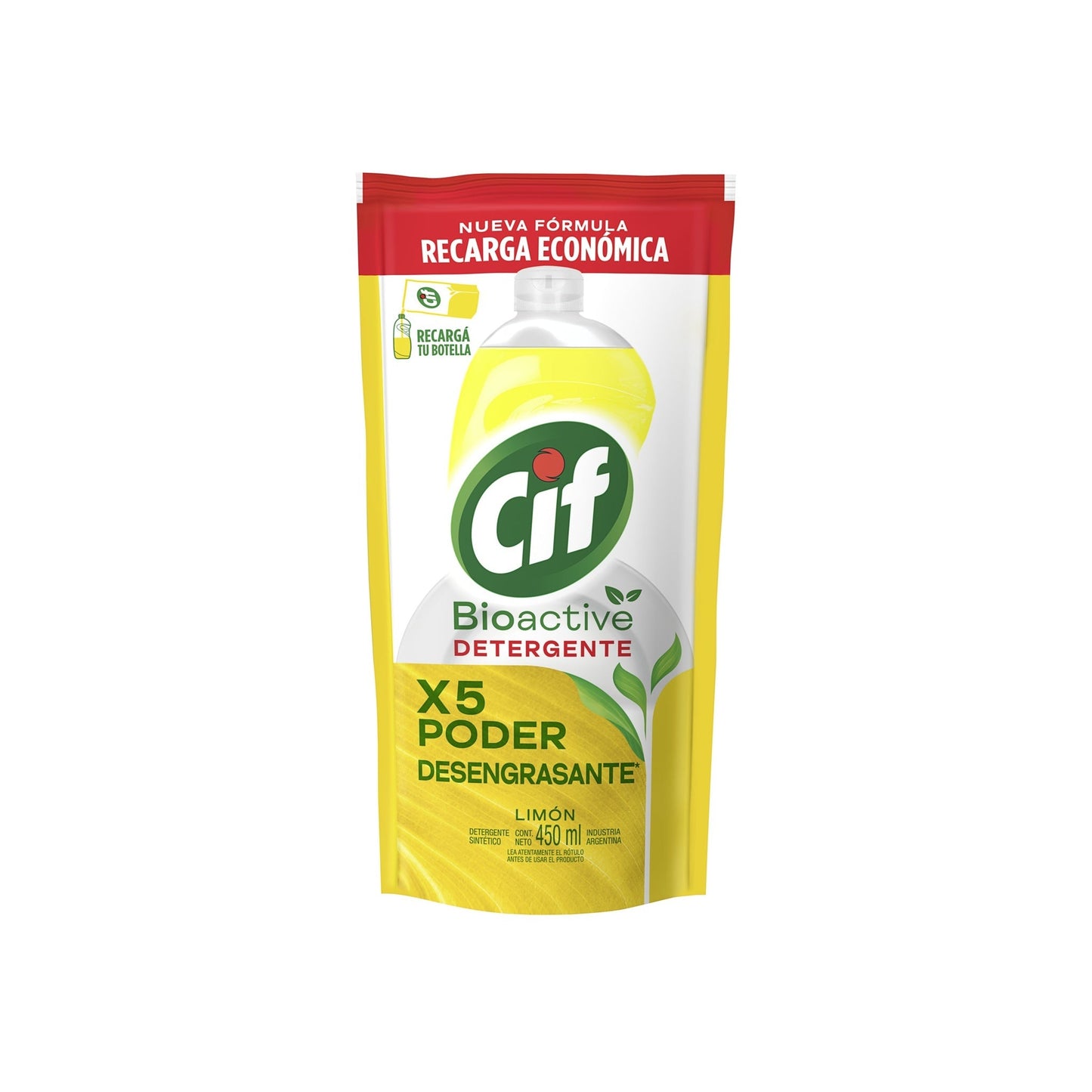 Detergente Cif Bioactive Limón Recarga 450 Ml