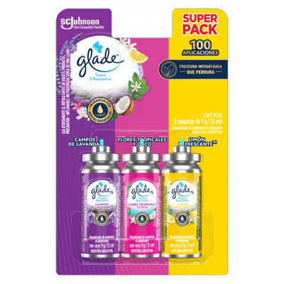 Aromatizante Glade Toque Repuesto 3 Unidades Mix De Fragancias 12 Cc Cada Unidad