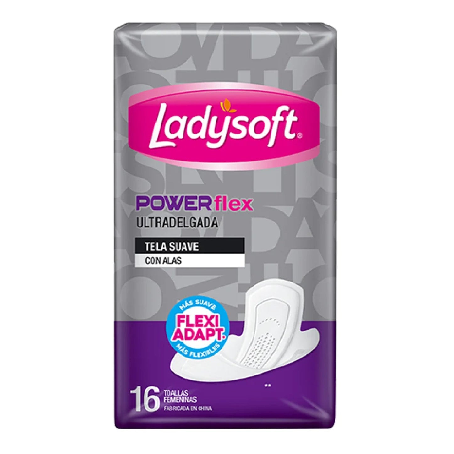 Toallas Femeninas Ladysoft Ultradelgada Tela Suave Con Alas Powerflex 16 Unidades