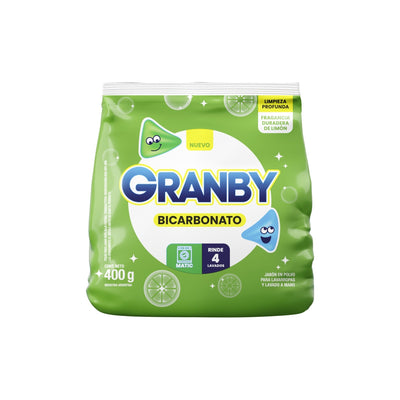 Jabón En Polvo Granby Matic Con Bicarbonato Y Fragancia Limon 400 G