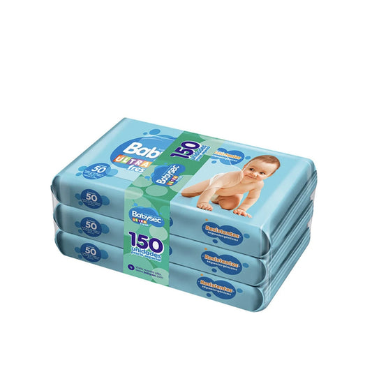 Toallitas Humedas Babysec Ultra 3 Paquetes De 50 Unidades Cada Uno