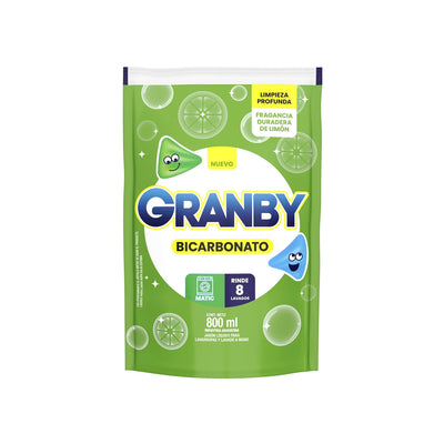 Jabón En Polvo Granby Matic Con Bicarbonato Y Fragancia Limon 800 G