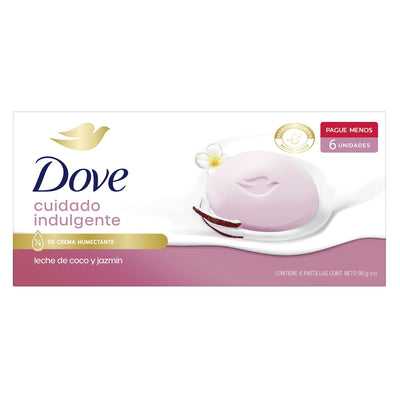 Jabón Dove Leche De Coco Pack 6 Unidades 90 G Cada Unidad