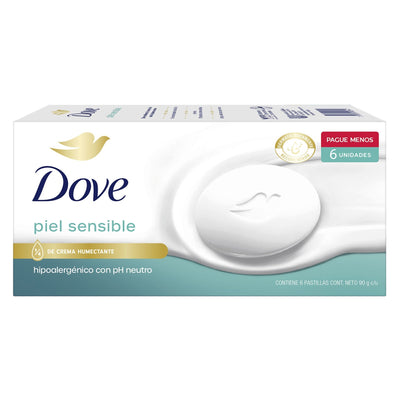 Jabón Dove Piel Sensible Pack 6 Unidades 90 G Cada Unidad